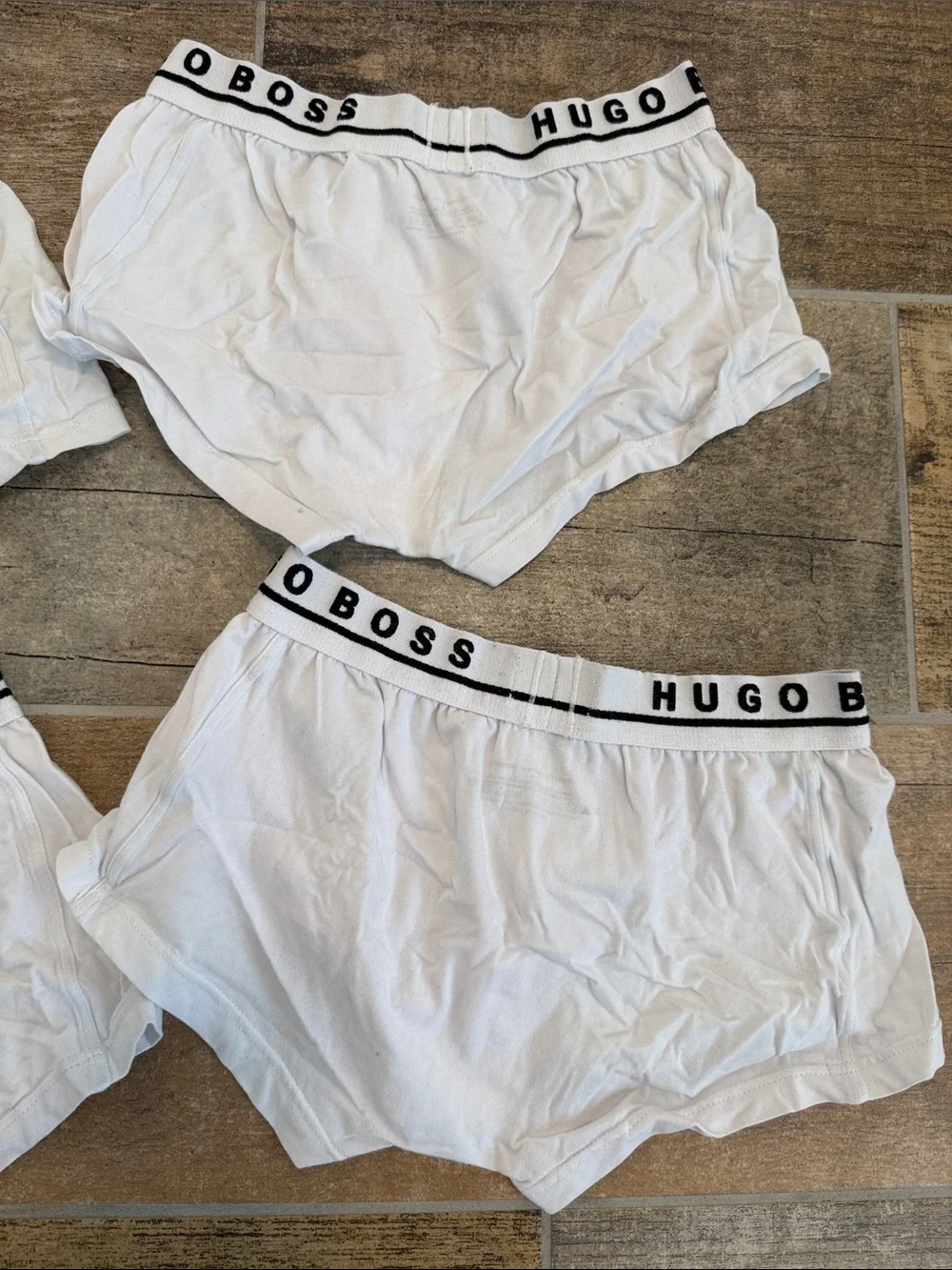 Hugo Boss White Boxer Shorts / Trunk Black Branded Waistband Set of 4 Size Small